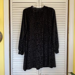 Black cheetah print long sleeve dress
